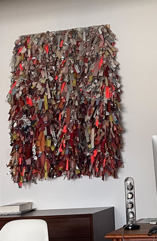 Flash Points Vertical Weaving Discarded Fabric and Mylar by Suzanne Tick - 2022