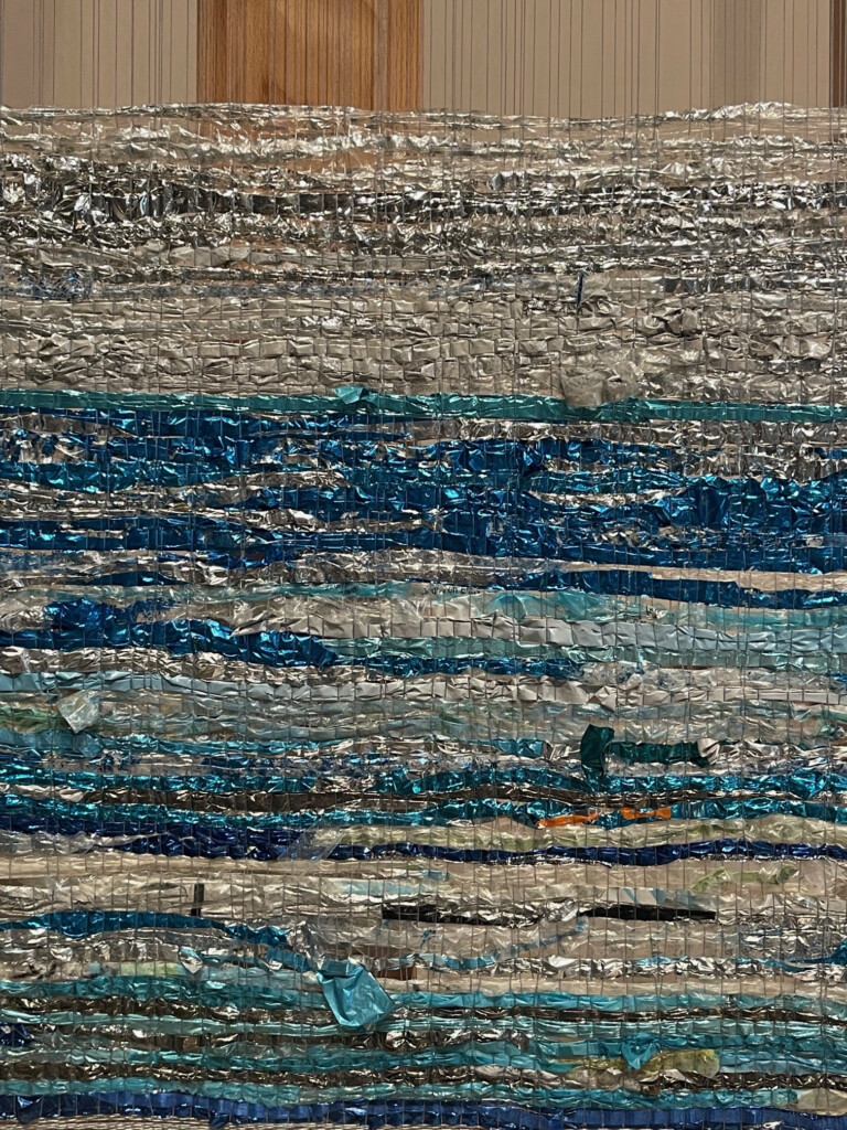 Suzanne Tick Found Mylar Balloon Weaving closeup 2025