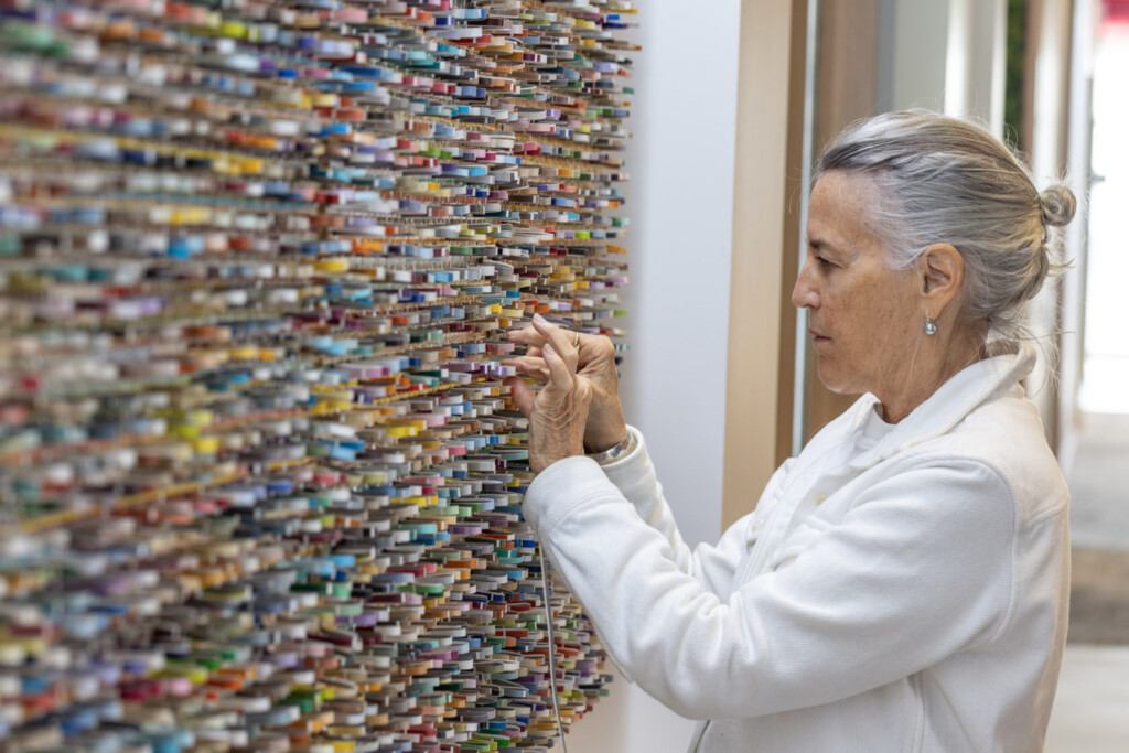 Suzanne Tick weaving and looping installation paper Fiber Arts 2026